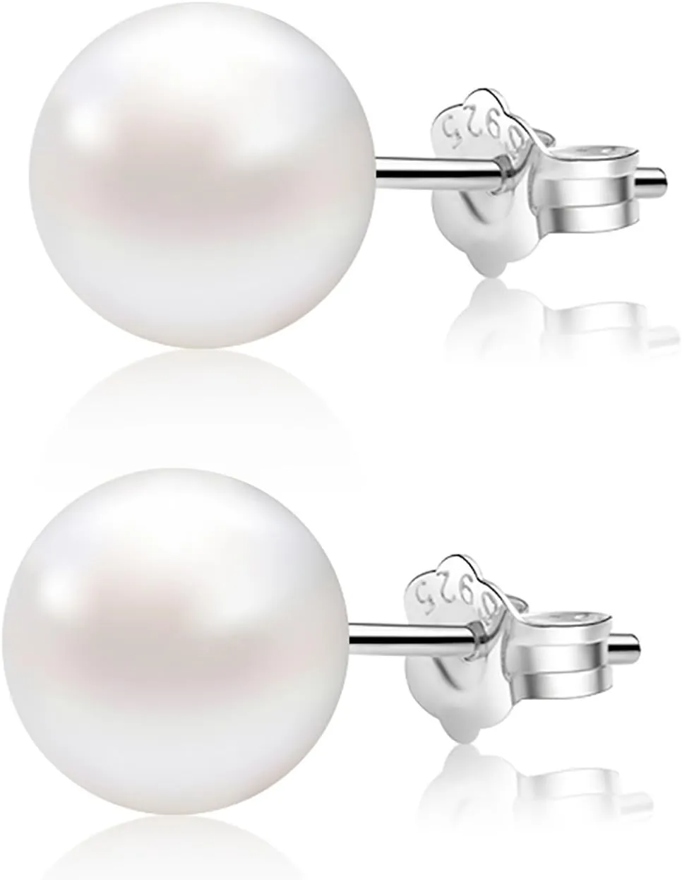 ALYC Pearl Earrings Freshwater Pearl White Button Stud Earrings with 925 Sterling Silver for Women