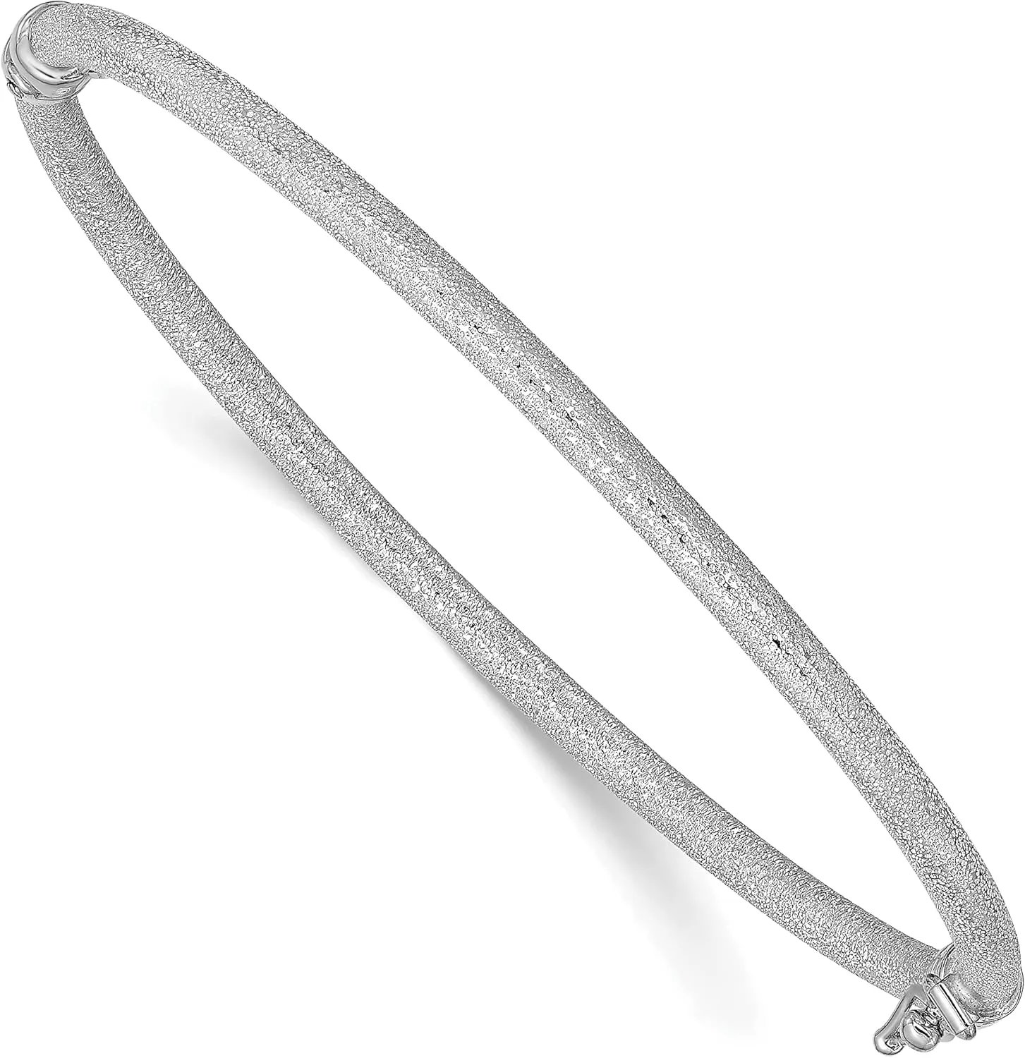 Avariah 14K White Gold Textured Hinged Bangle - Made In Italy