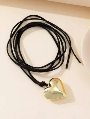 AYAL Chunky Puffy Heart Choker Necklace - Big Heart Pendant Adjustable Velvet Chain Heart Necklaces for Women Teen Girls Y2K Trendy Jewelry Accessories