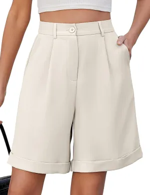 BBX Lephsnt Summer Bermuda Shorts for Women 2025 Trendy Elastic High Waisted Wide Leg Shorts Work Casual Dressy Shorts