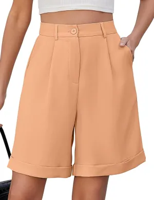 BBX Lephsnt Summer Bermuda Shorts for Women 2025 Trendy Elastic High Waisted Wide Leg Shorts Work Casual Dressy Shorts