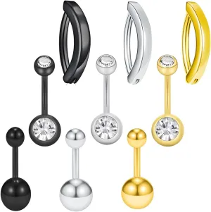 Belly Button Ring Surgical Steel Belly Button Piercing Belly Rings 14G Belly Button Studs Navel Piercing Jewelry Black Silver Gold Set