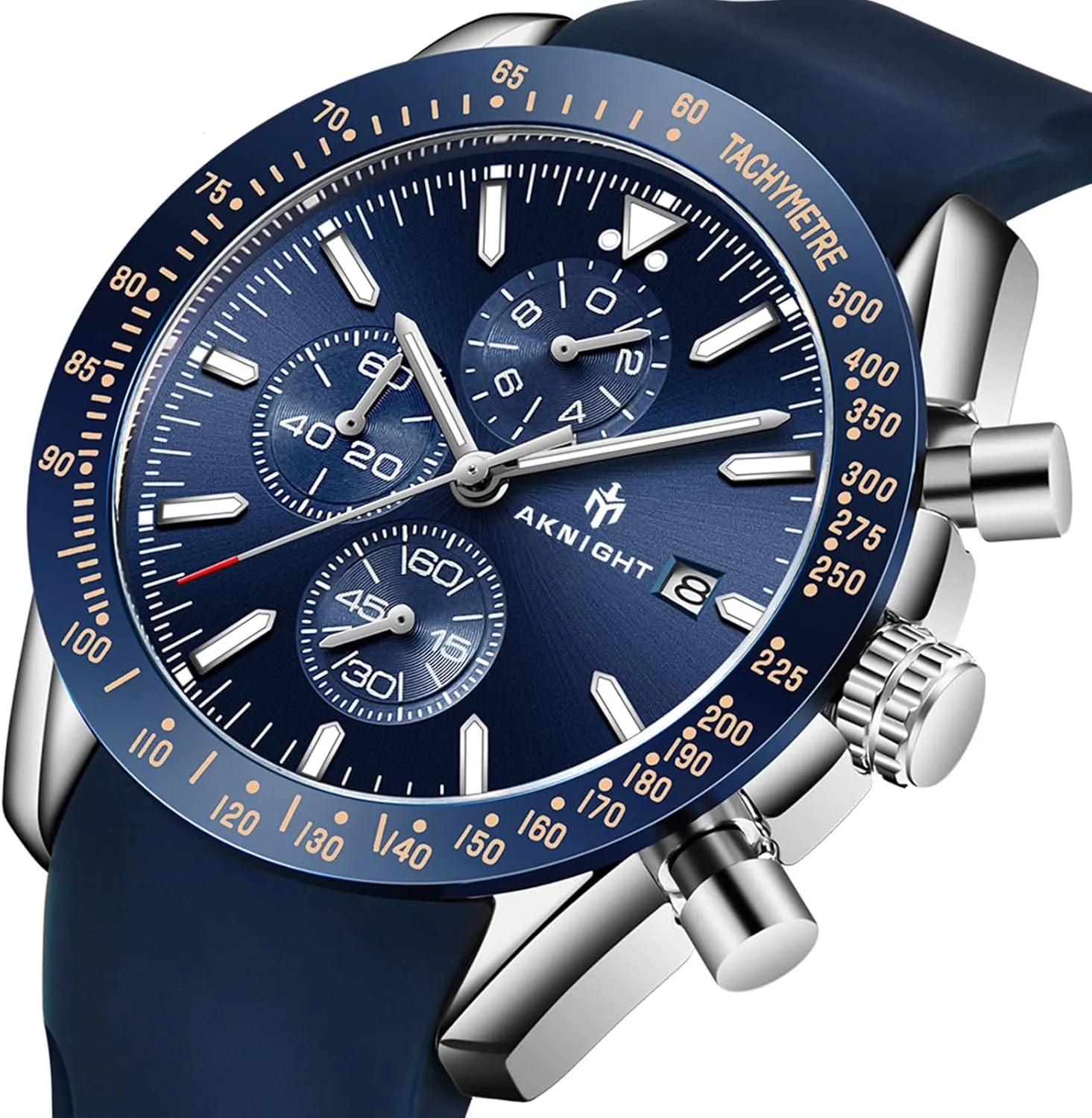 BENYAR AKNIGHT Mens Watches, Analog Quartz Chronograph Big Face Watches for Men, Business Men's Wrist Watches Leather Mens Dress Watch - Elegant Gift for Men