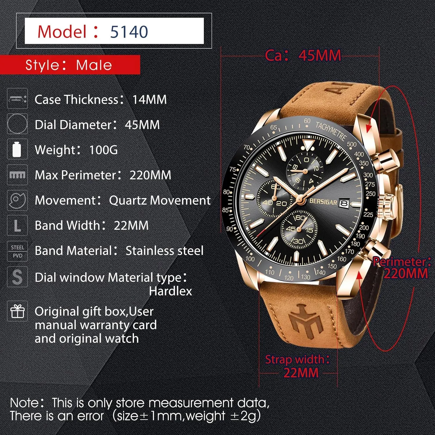 BENYAR - Stylish Wrist Watch for Men Silicone Strap Watches Quartz Movement, Waterproof and Scratch Resistant, Analog Chronograph Business Watch Mens Gift