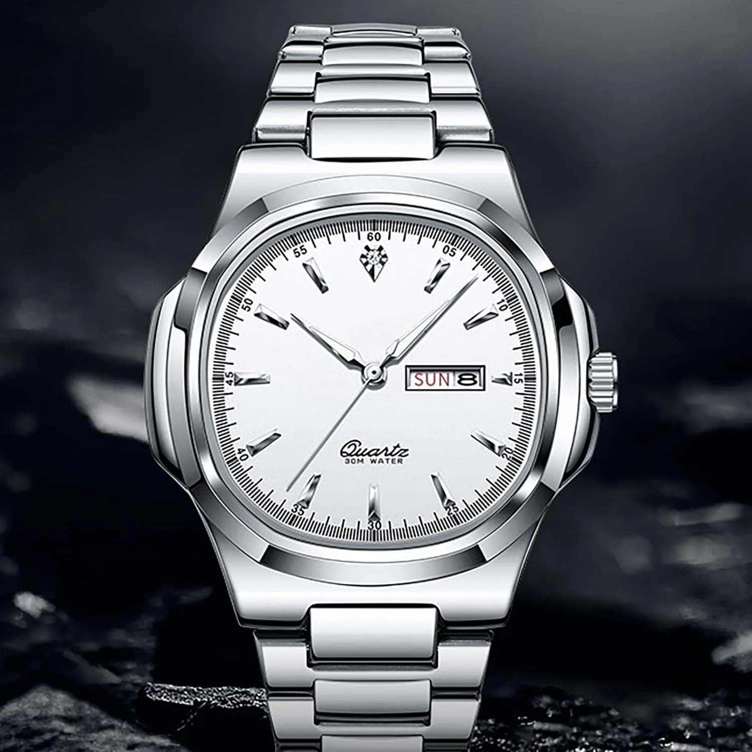 BESTKANG Men Quartz Movement WatchWaterproof Luminous Men's Watch, Stainless Steel Strap Business Watches