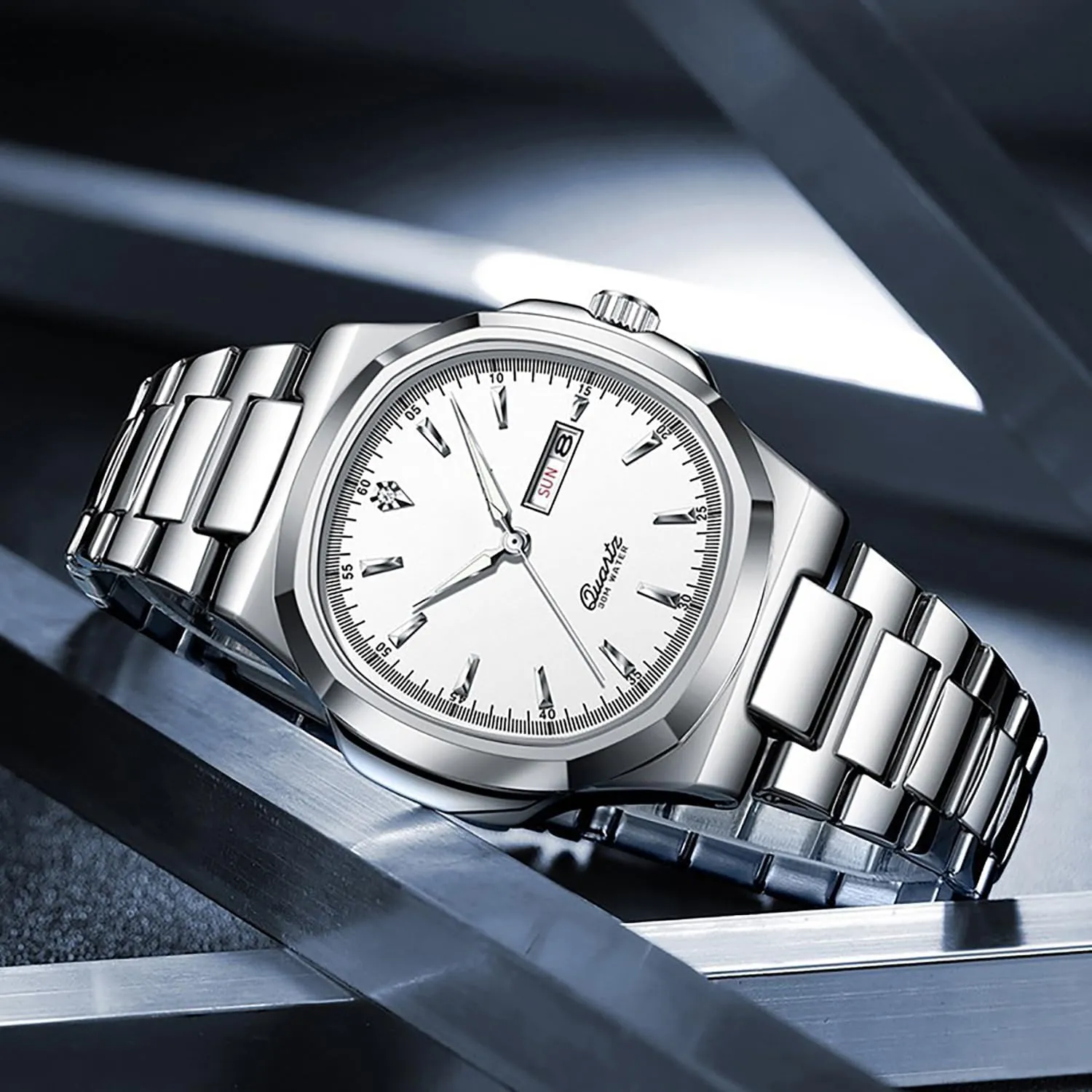 BESTKANG Men Quartz Movement WatchWaterproof Luminous Men's Watch, Stainless Steel Strap Business Watches