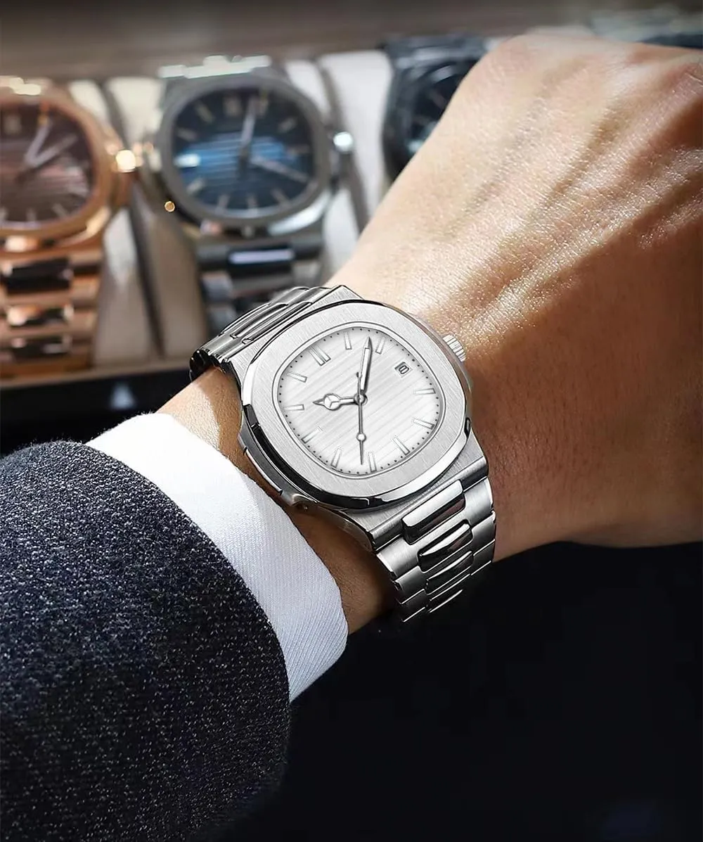 BESTKANG Men Quartz Movement WatchWaterproof Luminous Men's Watch, Stainless Steel Strap Business Watches