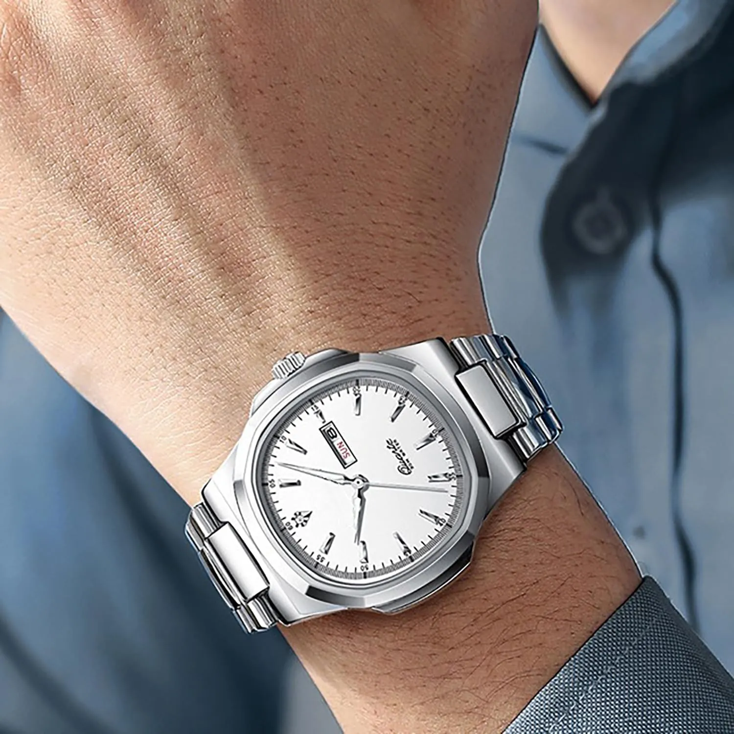 BESTKANG Men Quartz Movement WatchWaterproof Luminous Men's Watch, Stainless Steel Strap Business Watches