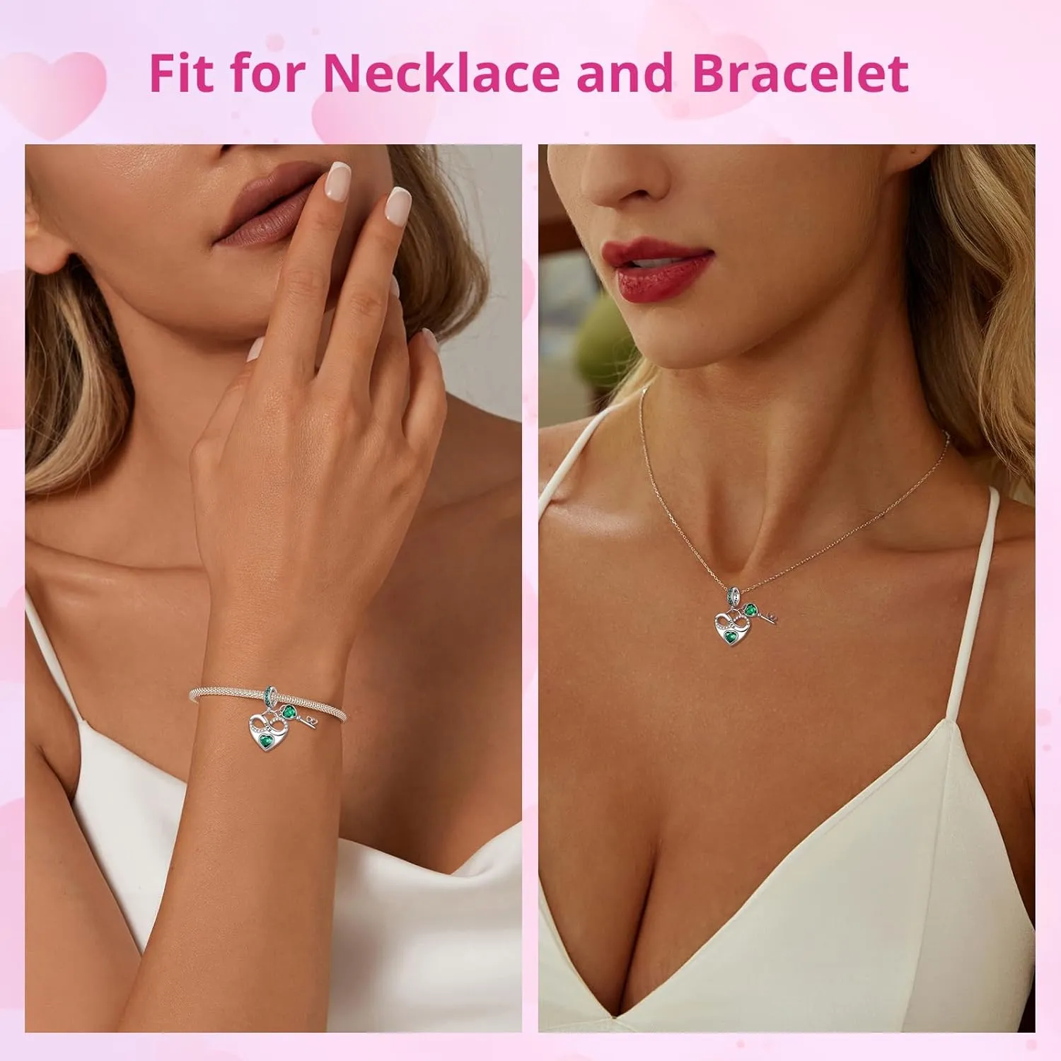 Birthstone Charm for Charm Bracelet, 925 Sterling Silver Infinity Love Heart Dangle Charm for Bracelet and Necklace, Birthday Mother's day Christmas Jewelry Gifts for Women