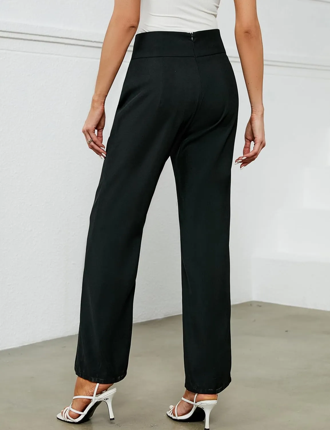 Blooming Jelly Womens Dress Pants High Wasited Wide Leg Business Casual Work Pants Khaki Trendy Trousers