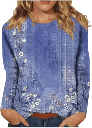 Blouses for Women 2025 Three Quarter Sleeve Round Neck T Shirt Hawaiian Printing Trendy Fashion Beach Tops