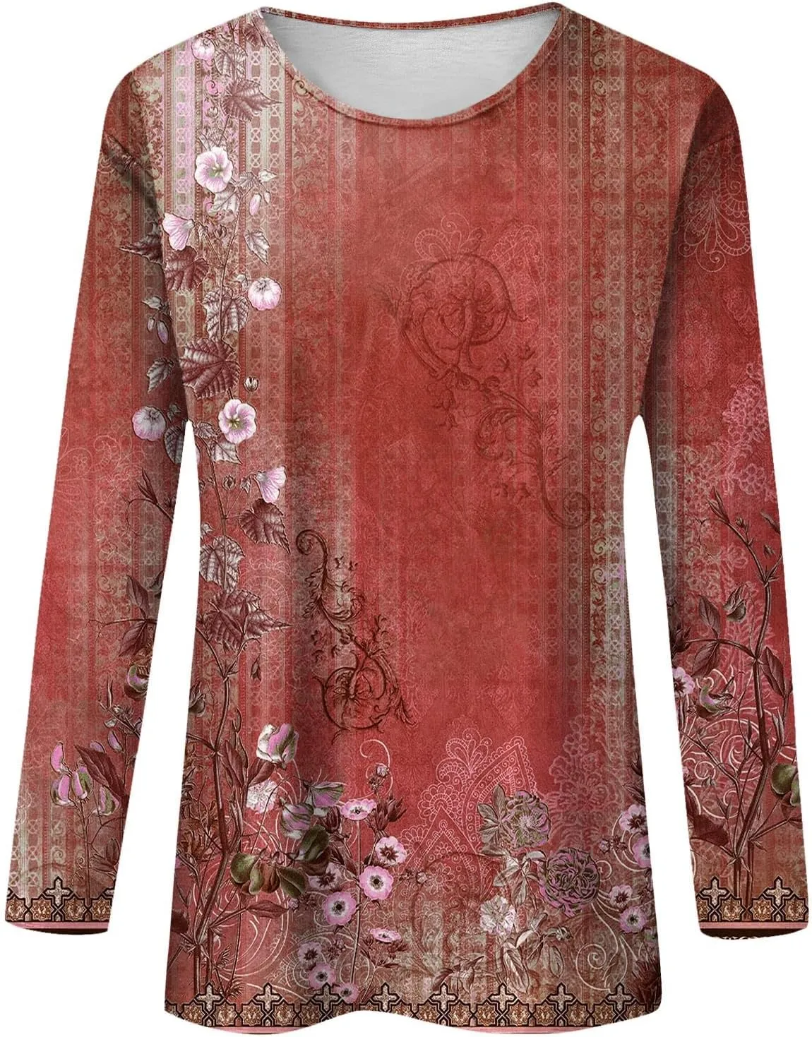 Blouses for Women 2025 Three Quarter Sleeve Round Neck T Shirt Hawaiian Printing Trendy Fashion Beach Tops