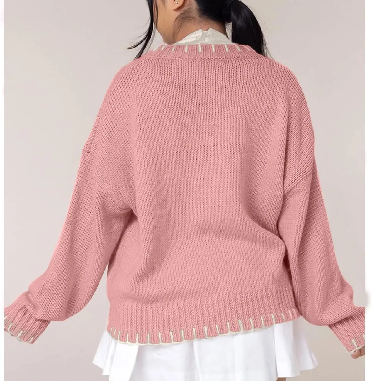 Bow Sweater Women 2025 Holiday Tops Spring Trendy Long Sleeve Valentines Day Outfit Sweater With Bows