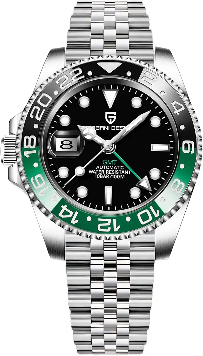 BY BENYAR Pagani Design Men GMT Automatic Watches-Fashion Stainless Steel Mechanical Watch-Sapphire Glass Lens Watch Men