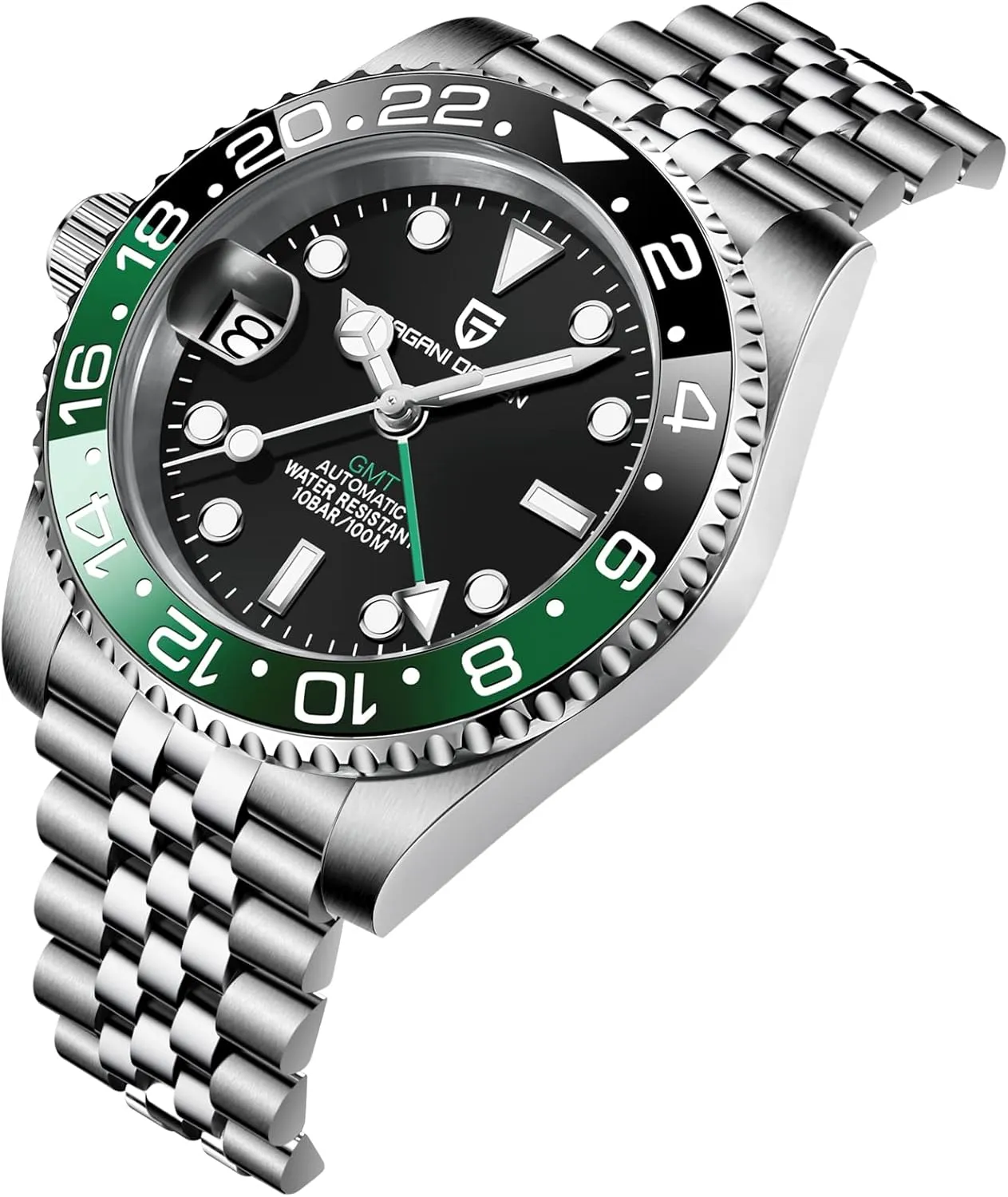BY BENYAR Pagani Design Men GMT Automatic Watches-Fashion Stainless Steel Mechanical Watch-Sapphire Glass Lens Watch Men