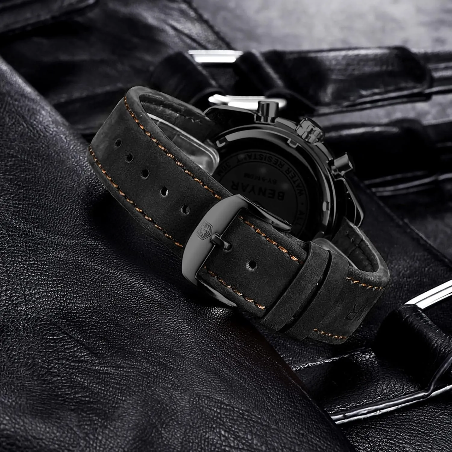BY BENYAR Watch for Men Analog Quartz Chronograph Waterproof Luminous Designer Mens Wrist Watches Business Work Sport Casual Dress Watch with Silicone Strap Elegant Gifts for Men