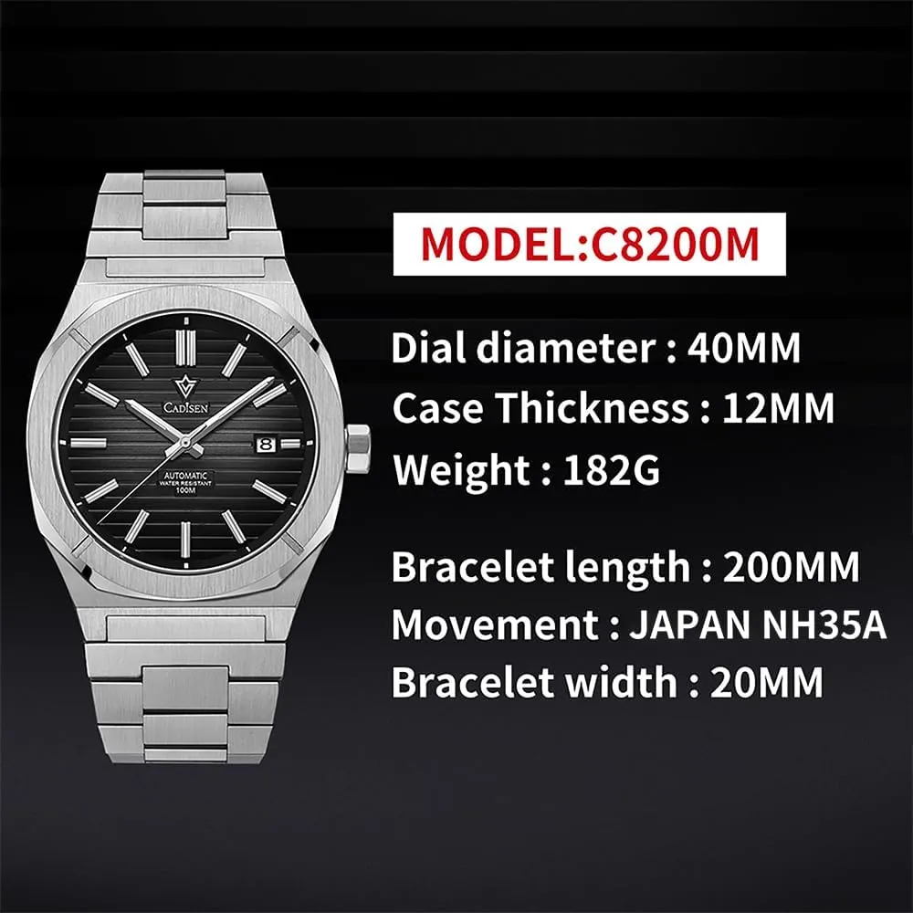 CADISEN Design Men Watches Mechanical Automatic Watch 100M Waterproof Brand Luxury Wristwatch