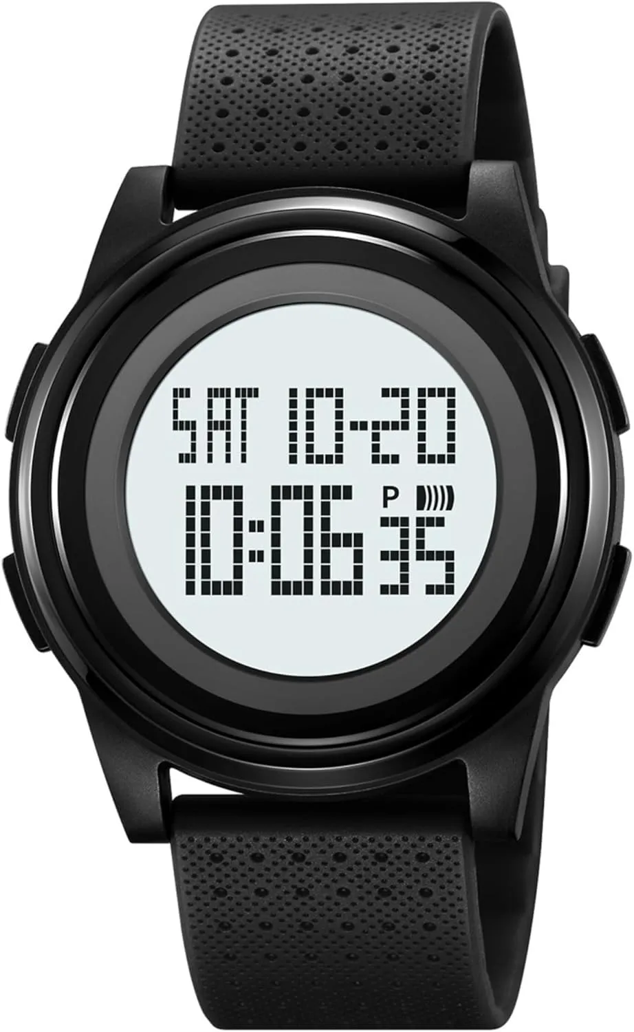 CakCity Ultra-Thin Minimalist Digital Sports Waterproof Watches Men Women with Wide-Angle Display Rubber Strap Wrist Watch for Men in Black
