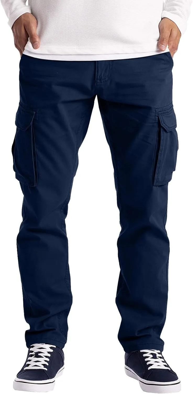 Cargo Pants for Men Big and Tall, Outdoor Trousers Mens Sweatpants with Zipper Fly Tapered Gym Running Workout Pants