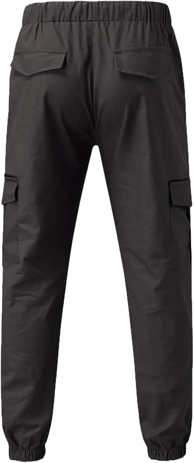 Cargo Pants for Men Relaxed Fit Waist Outdoor Trousers with 7 Pockets Mens Long Cargo Pants Sweatpants Truck Fleece