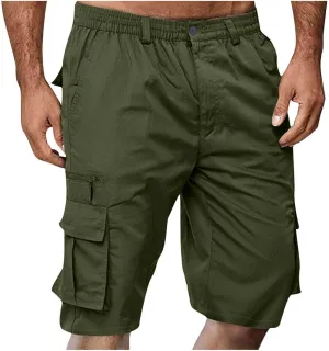 Cargo Shorts for Men 2025 Summer Trendy Elastic Waist Outdoor Hiking Shorts Big and Tall Bermuda Shorts with Pockets