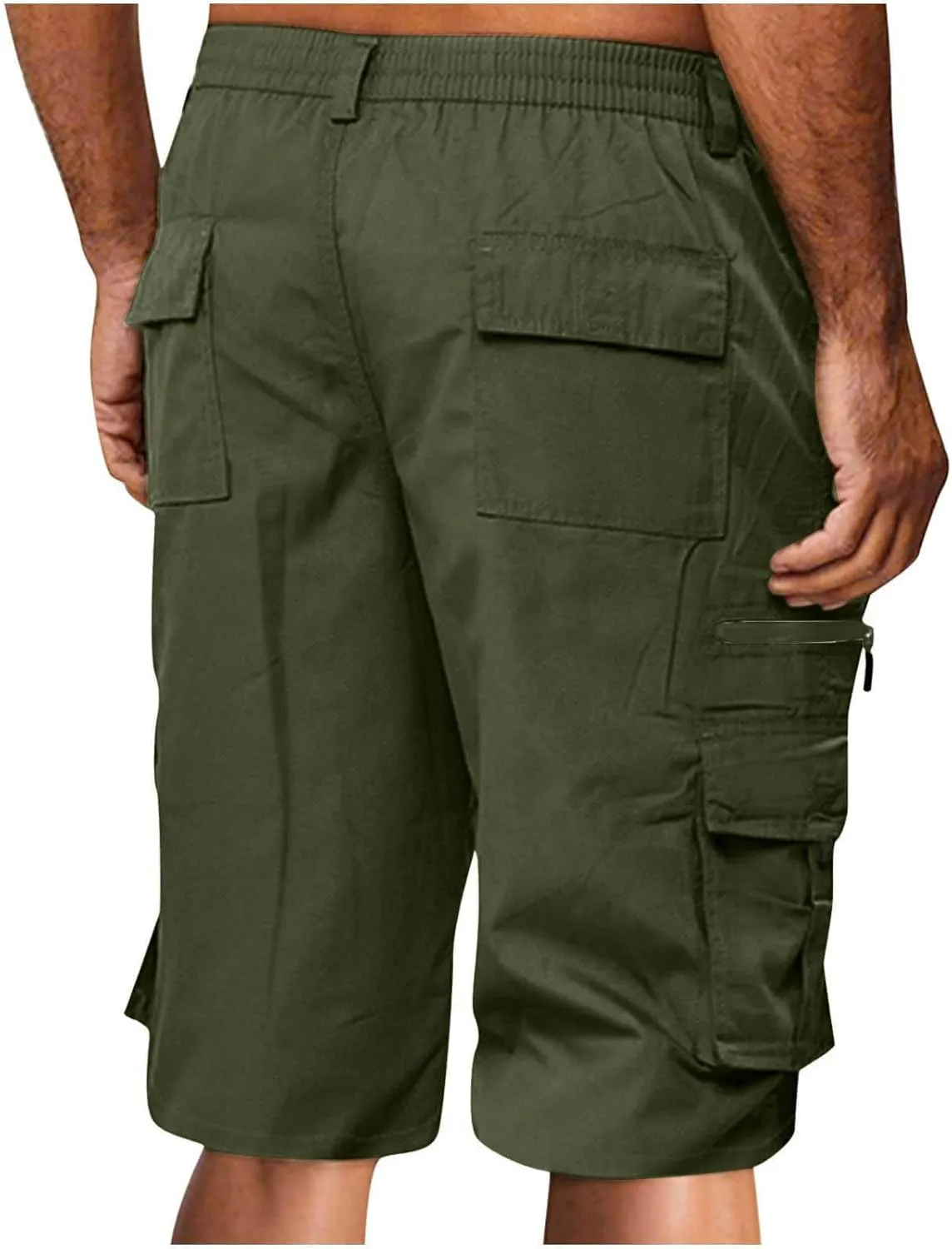 Cargo Shorts for Men 2025 Summer Trendy Elastic Waist Outdoor Hiking Shorts Big and Tall Bermuda Shorts with Pockets