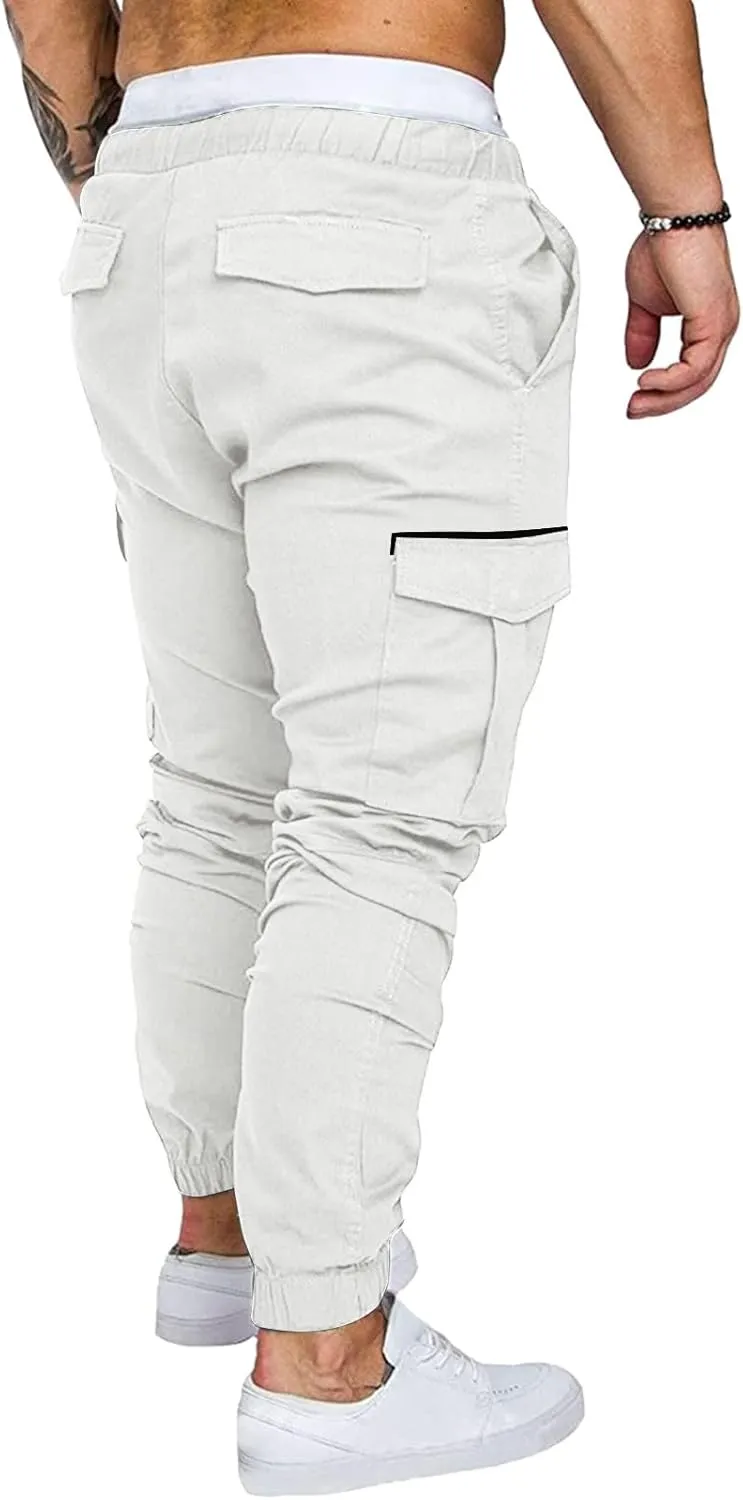 Cargo Sweatpants for Men Adjustable Bungee Cord Open Bottom Cargo Pants for Men Casual Mens Cargo Pants Mens Hiking