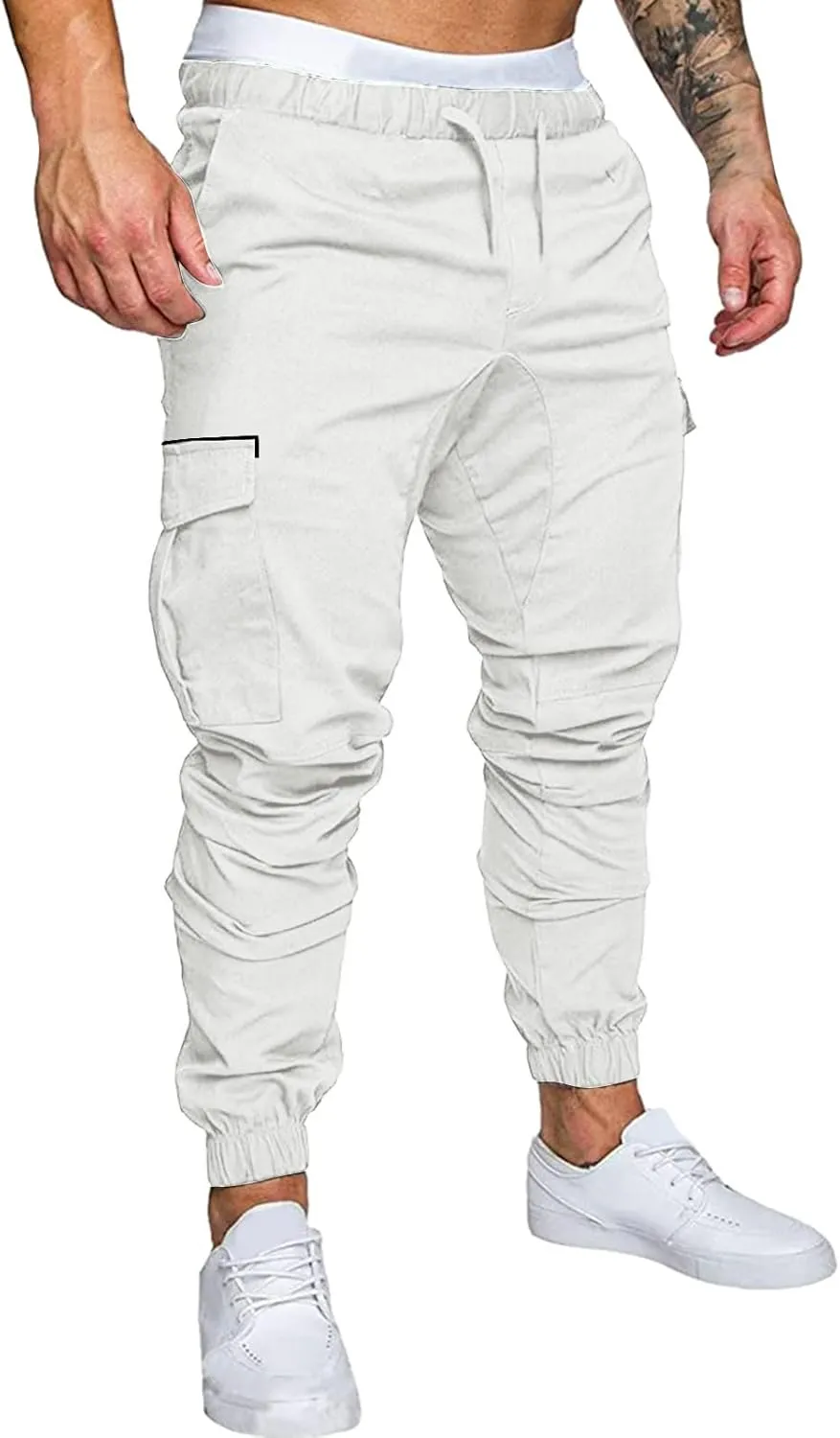 Cargo Sweatpants for Men Adjustable Bungee Cord Open Bottom Cargo Pants for Men Casual Mens Cargo Pants Mens Hiking