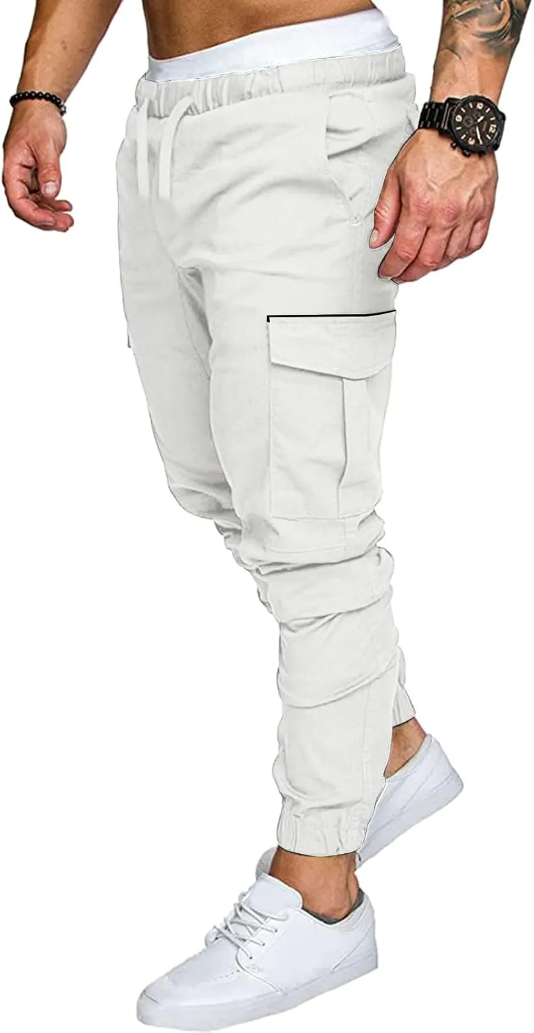 Cargo Sweatpants for Men Adjustable Bungee Cord Open Bottom Cargo Pants for Men Casual Mens Cargo Pants Mens Hiking