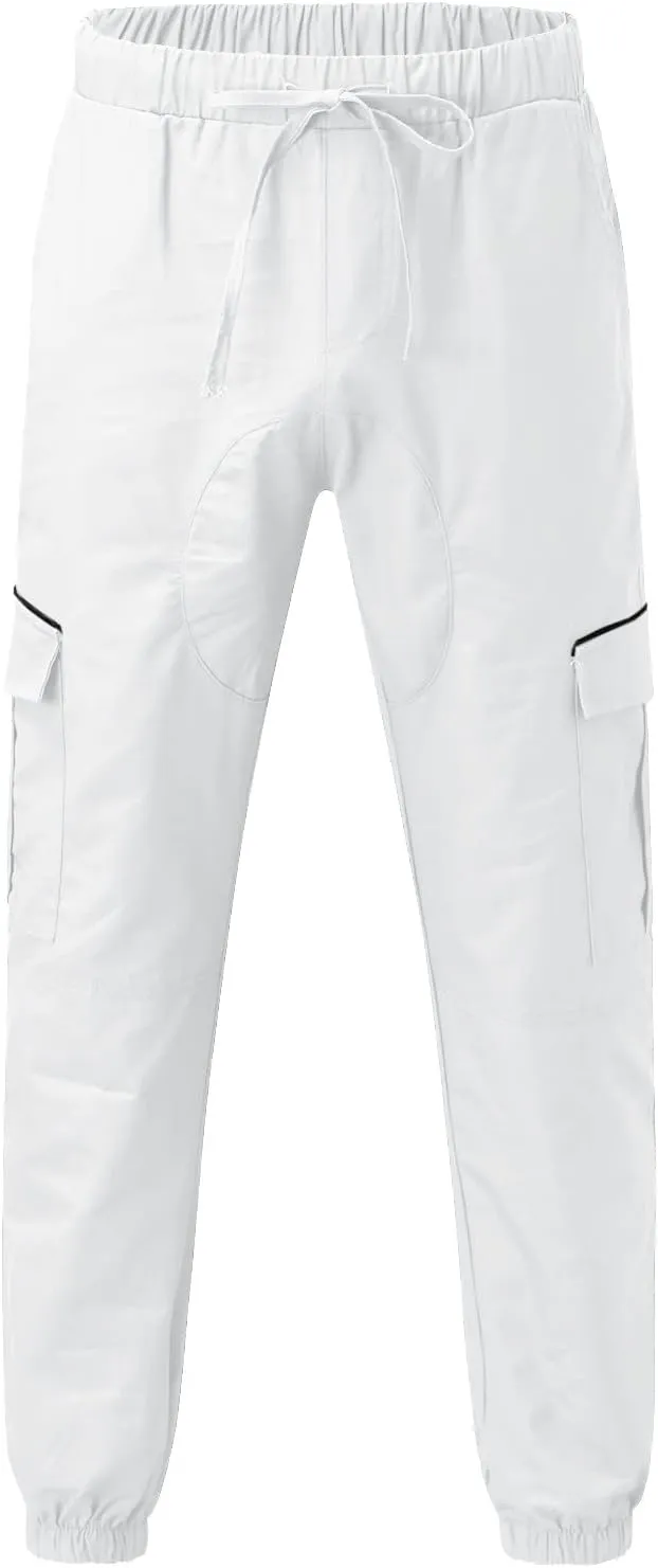 Cargo Sweatpants for Men Adjustable Bungee Cord Open Bottom Cargo Pants for Men Casual Mens Cargo Pants Mens Hiking