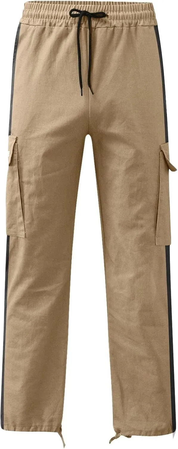 Cargo Sweatpants for Men Big and Tall Pants for Men Work Pants Men's Heavyweight Fleece Cargo Sweatpants Open Bottom