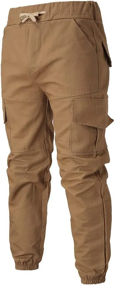 Cargo Sweatpants for Men Cargo Fleece Sweatpants Stretch Elastic Waist Jogger Sports Pants Drawstring Sports Trousers