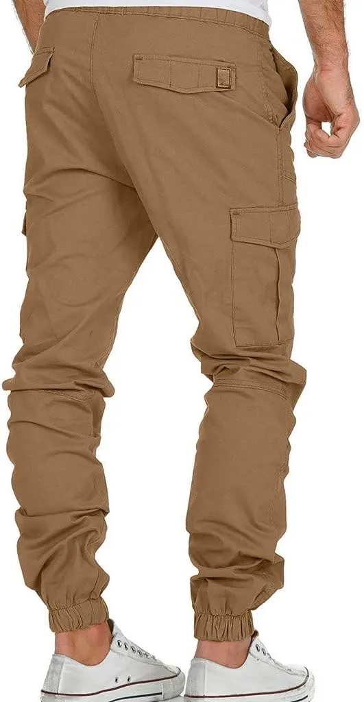Cargo Sweatpants for Men Cargo Fleece Sweatpants Stretch Elastic Waist Jogger Sports Pants Drawstring Sports Trousers