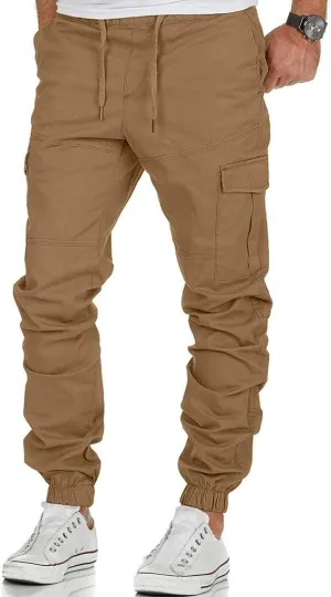 Cargo Sweatpants for Men Cargo Fleece Sweatpants Stretch Elastic Waist Jogger Sports Pants Drawstring Sports Trousers