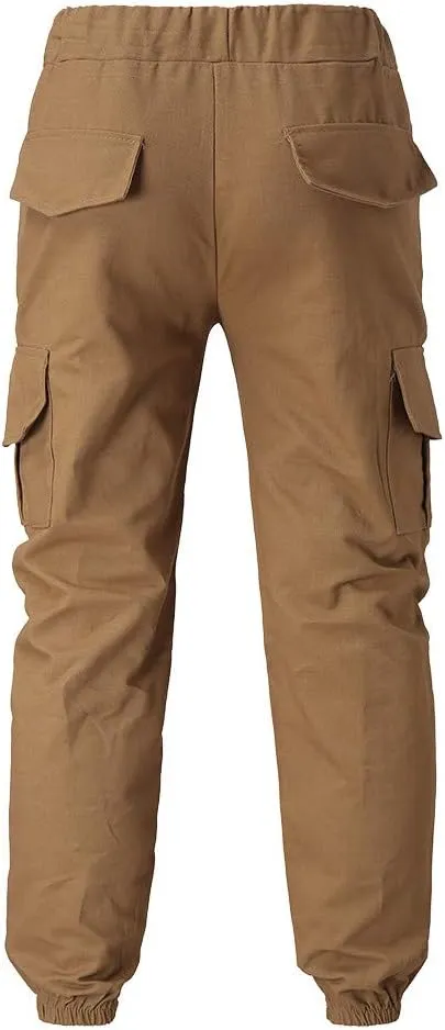Cargo Sweatpants for Men Cargo Fleece Sweatpants Stretch Elastic Waist Jogger Sports Pants Drawstring Sports Trousers