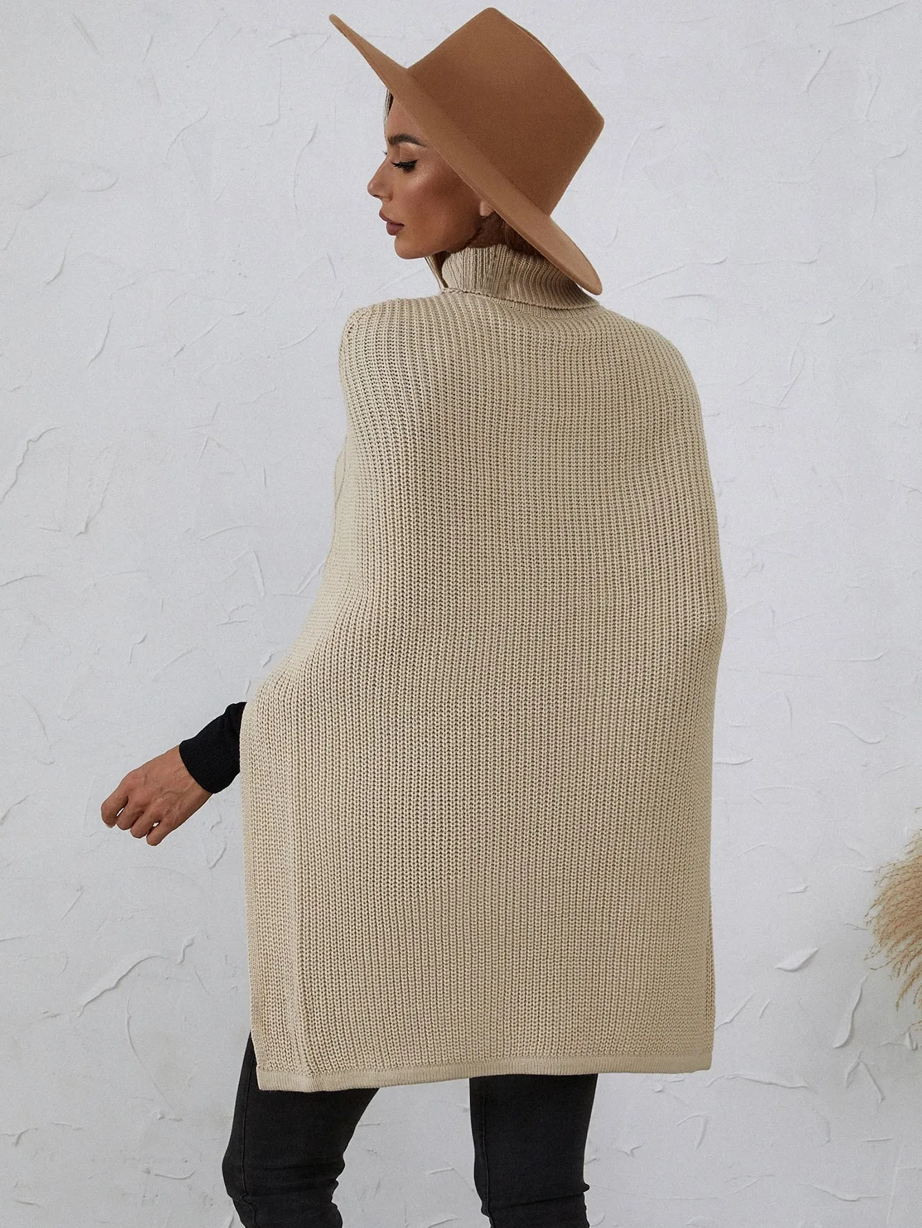 Casual Plain Sleeveless High Neck Long Women Sweater