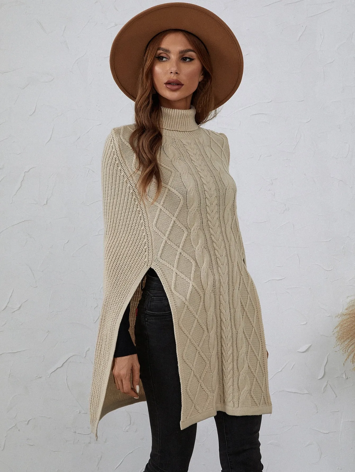 Casual Plain Sleeveless High Neck Long Women Sweater