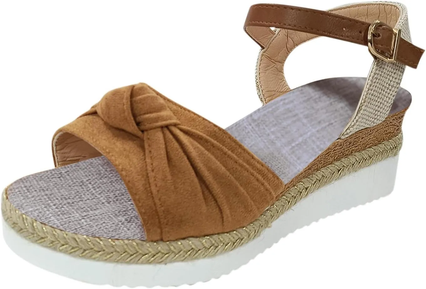 Cathalem Summer Sandals for Women 2024 Open Toe Ankle Strap Espadrilles Sandals Casual Strappy Slip on Sandals Beach Sandals