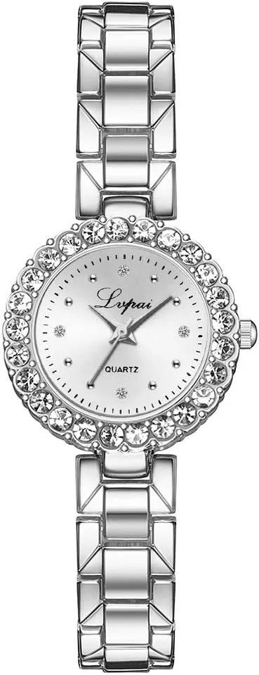 CdyBox Classic Alloy Strap Ladies Watch with Crystal Bracelet Watches Set Quartz Wristwatches for Women Great Gifts