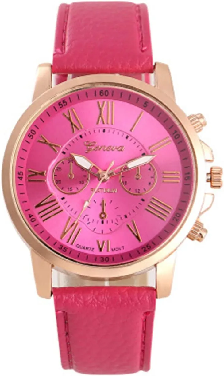 CdyBox Women Men Lady Teen Girl PU Leather Band Watches Dial Analog Quartz Wristwatches