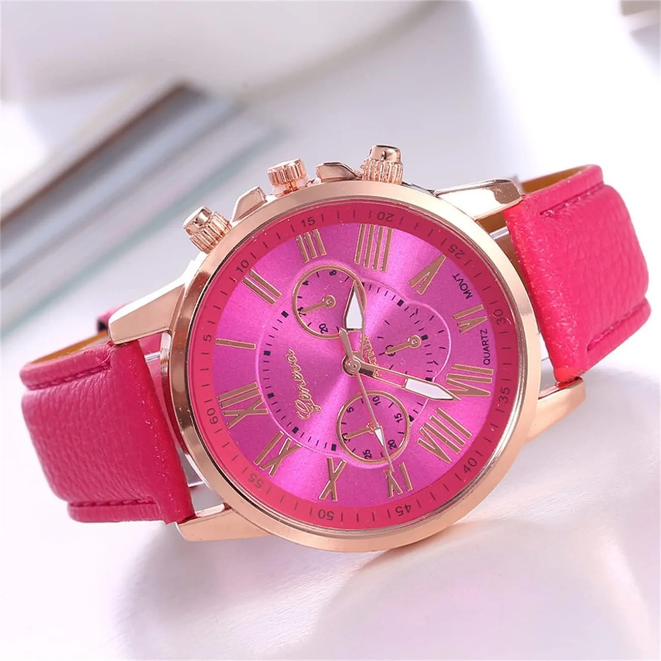 CdyBox Women Men Lady Teen Girl PU Leather Band Watches Dial Analog Quartz Wristwatches
