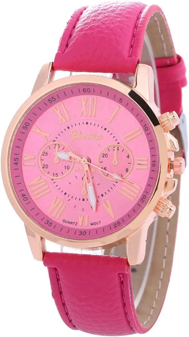 CdyBox Women Men Lady Teen Girl PU Leather Band Watches Dial Analog Quartz Wristwatches