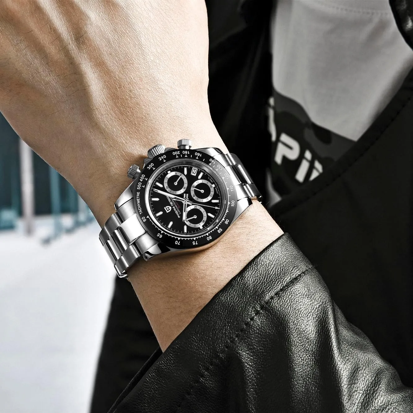 CEYADG Pagani Design Daytona Homage Men's Quartz Watch, Chronograph Wristwatch for Men, VK63 Movement, Stainless Steel Band, PD1644
