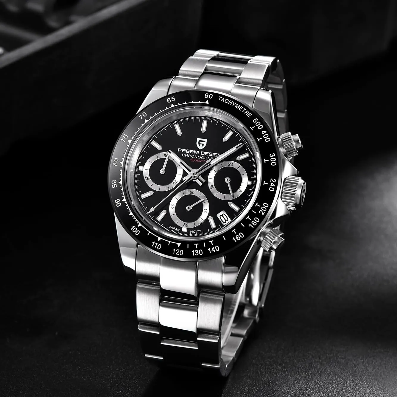 CEYADG Pagani Design Daytona Homage Men's Quartz Watch, Chronograph Wristwatch for Men, VK63 Movement, Stainless Steel Band, PD1644