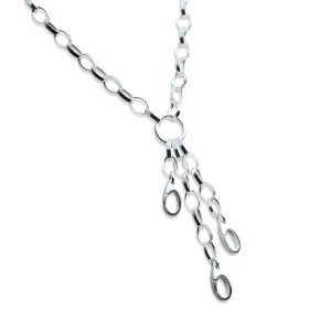 Charm Necklace with 3 Charm Holders in Sterling Silver (22 inches)