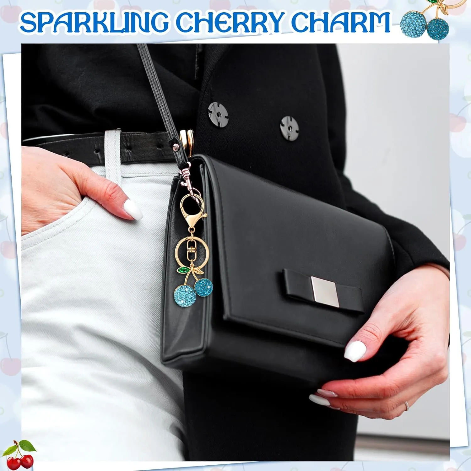Cherry Keychain and Bag Charm - Cute Cherry Charm for Handbag, Purse - Perfect for Birthday, Christmas