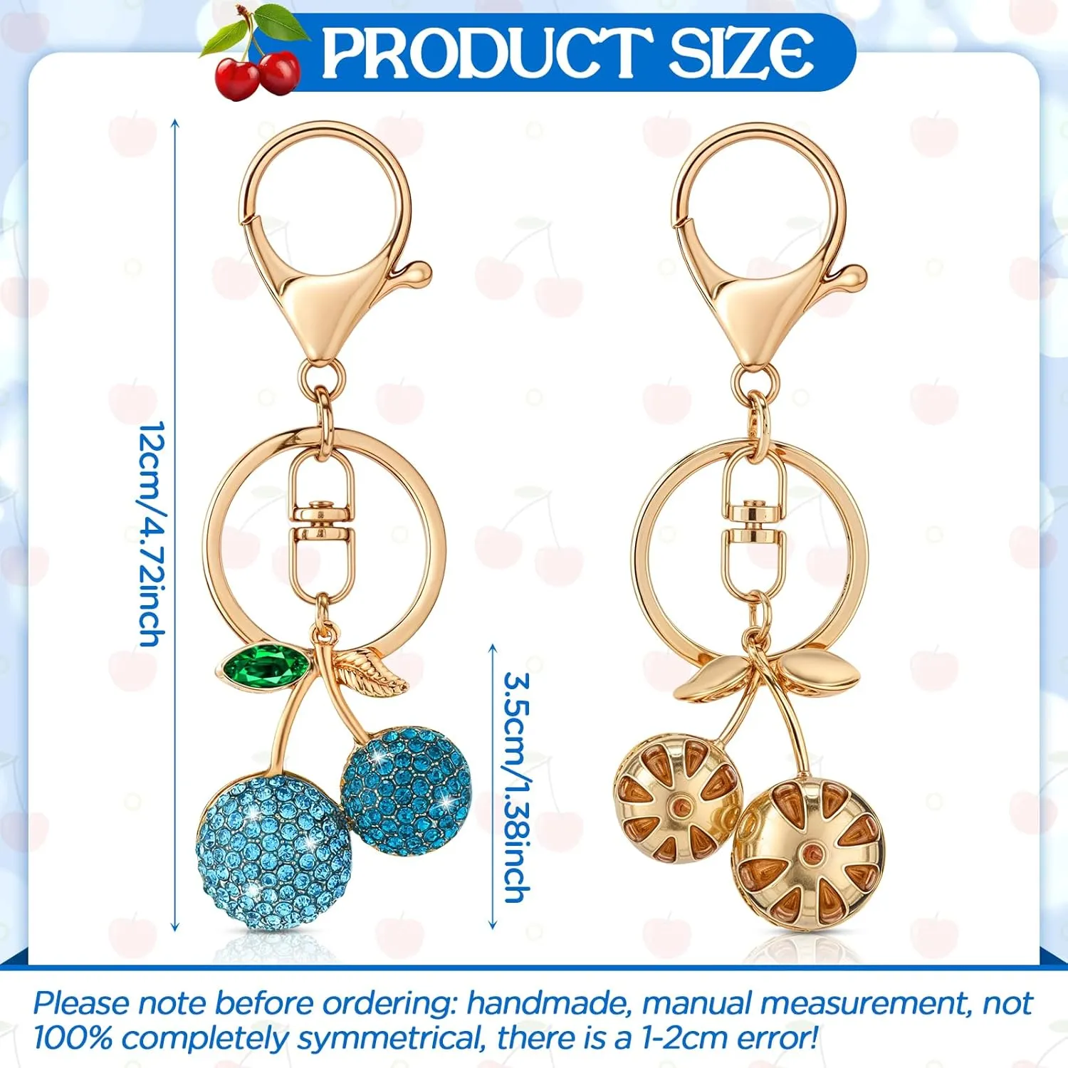 Cherry Keychain and Bag Charm - Cute Cherry Charm for Handbag, Purse - Perfect for Birthday, Christmas