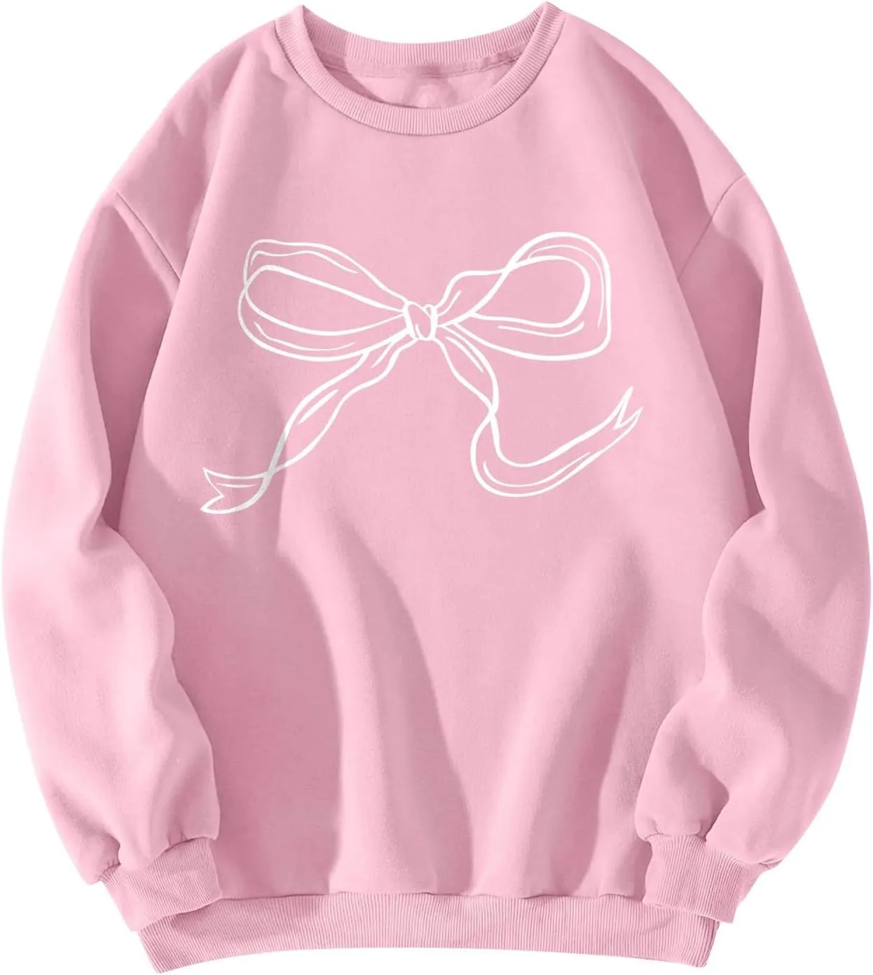 ChicCrate Oversized Crewneck Sweatshirt Women Cute Bow Graphic Sweatshirts Long Sleeve Pullover Bow Sweater Y2k Tops