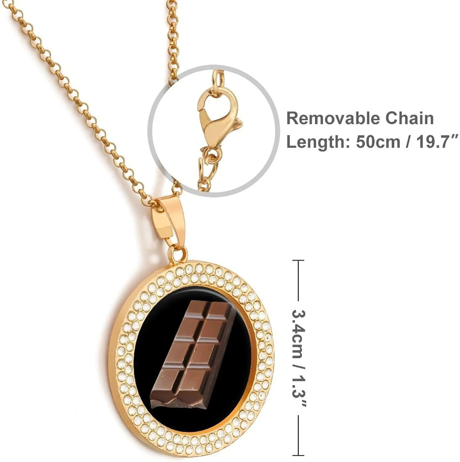Chocolate Bar Shiny Diamond Necklace for Women Dainty Jewelry Rhinestones Pendant Chain Choker