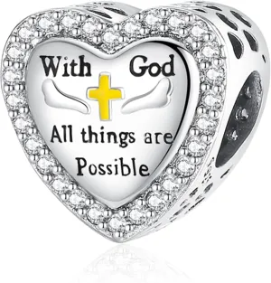 Christian Bible Verse Heart Charm for Bracelet Charm Prayer Faith Religious Jewelry Gifts for Women